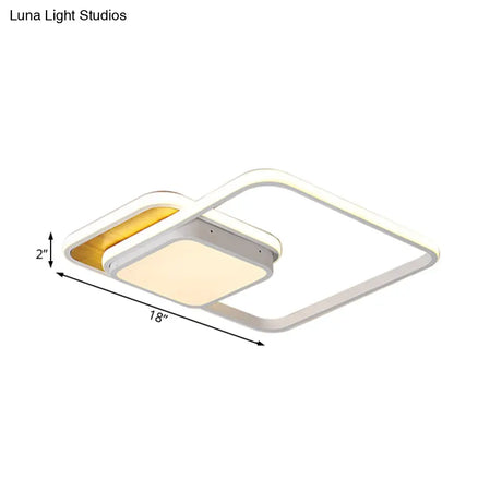 Modern Led Geometric Ceiling Light In Black/White Flush Mount 18’/21.5’ Wide White/Warm
