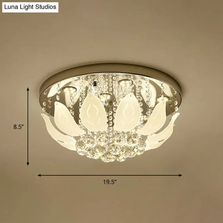 Modern Led Gold Flush Mount Ceiling Light With Clear Crystal Panel For Bedrooms
