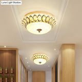 Modern Led Gold Flush Mount Fixture With Clear Crystal Flowers For Living Room