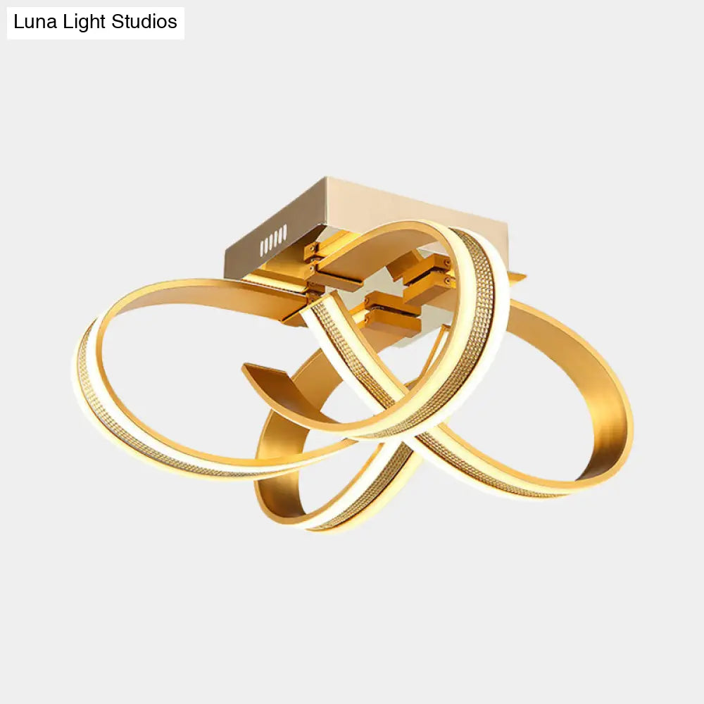 Modern Led Gold Ribbon Acrylic Flushmount Lighting For Living Room Ceiling