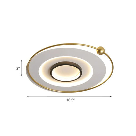 Modern Led Gold Round Flushmount Ceiling Light In White/Warm