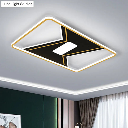 Modern Led Gold Splicing Ceiling Lamp In White/3 Colors - Metallic Flush Mount Fixture / White