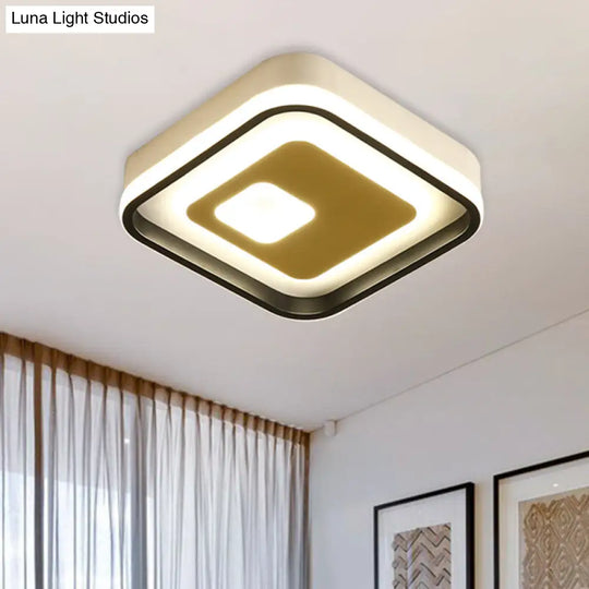 Modern Led Hallway Flush Ceiling Lamp With Acrylic Shade - Black And White Black-White / Square
