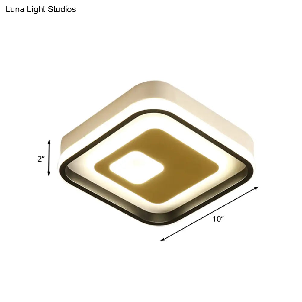 Modern Led Hallway Flush Ceiling Lamp With Acrylic Shade - Black And White