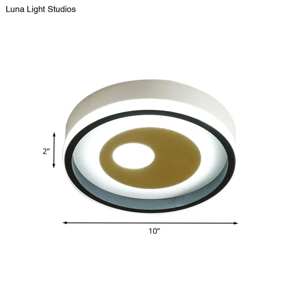 Modern Led Hallway Flush Ceiling Lamp With Acrylic Shade - Black And White