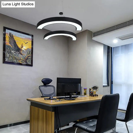 Modern Led Hanging Chandelier Light Fixture For Gymnasium - Curve Acrylic Design