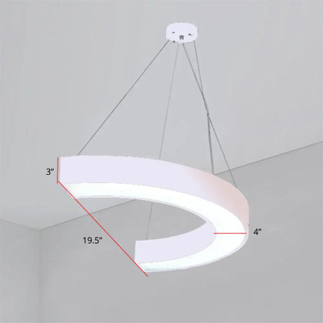 Modern Led Hanging Chandelier Light Fixture For Gymnasium - Curve Acrylic Design White / 19.5’