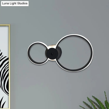 Modern Led Hoop Wall Lamp With Acrylic Lighting - Black/White 2/3 Lights In Warm/White/Second Gear