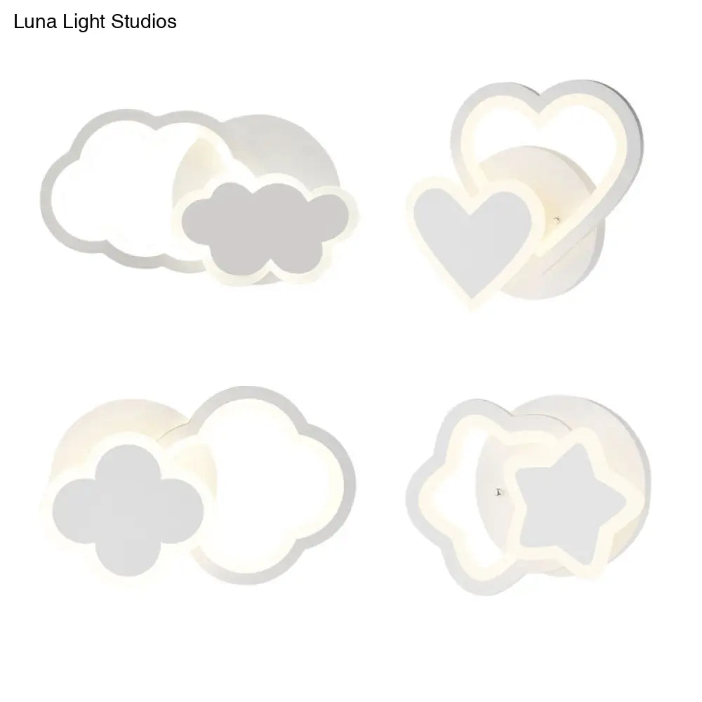 Modern Led Indoor Wall Lighting For Kids - White Acrylic Mount Light