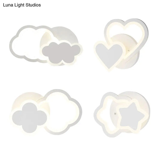 Modern Led Indoor Wall Lighting For Kids - White Acrylic Mount Light