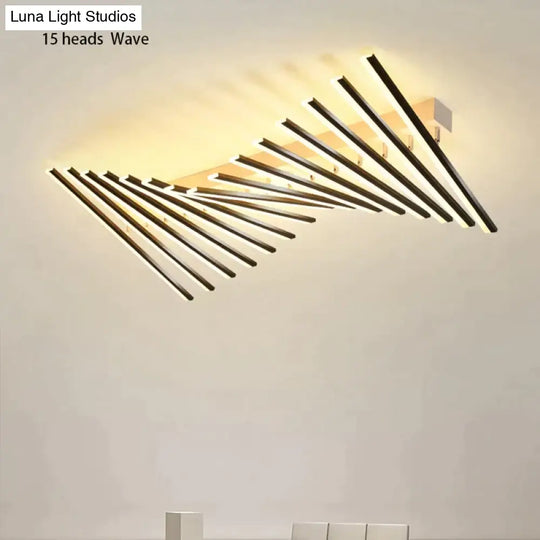 Modern Led Living Room Ceiling Lamp Simple Nordic Creative Square Line Restaurant Light In The