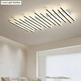 Modern Led Living Room Ceiling Lamp Simple Nordic Creative Square Line Restaurant Light In The