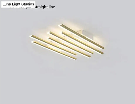 Modern Led Living Room Ceiling Lamp Simple Nordic Creative Square Line Restaurant Light In The