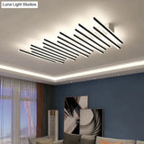 Modern Led Living Room Ceiling Lamp Simple Nordic Creative Square Line Restaurant Light In The