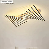 Modern Led Living Room Ceiling Lamp Simple Nordic Creative Square Line Restaurant Light In The