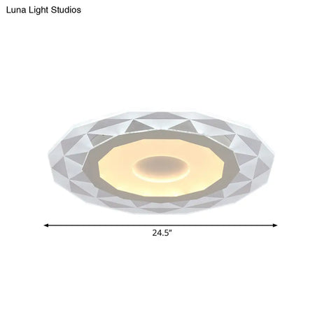 Modern Led Living Room Flush Mount Light With Diamond-Shaped Acrylic Shade -