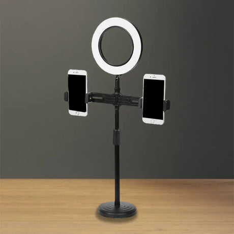 Modern Led Makeup Lamp With Usb Port - Black Metal Circle Shape /