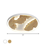 Modern Led Metal Flush Mount Ceiling Light With Wood Design - 16/19.5/23.5 White/Gold