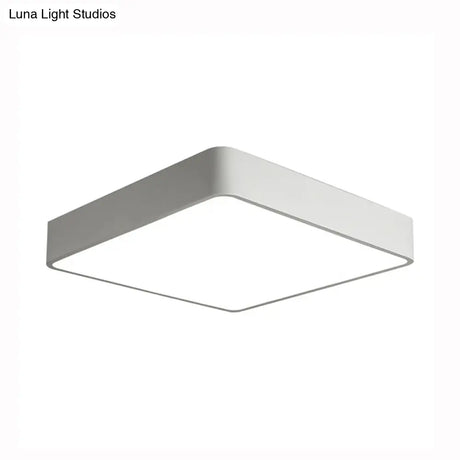 Modern Led Metal Flush Mount Light Fixture - White/Black Square 14’/18’/23.5’ Wide Living Room