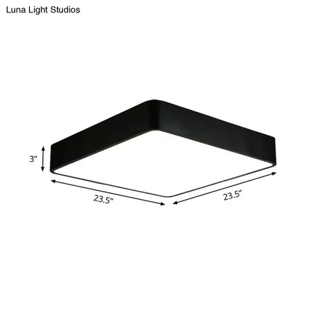 Modern Led Metal Flush Mount Light Fixture - White/Black Square 14’/18’/23.5’ Wide Living Room
