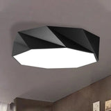 Modern Led Metal Flush Mount Lighting With Concave/Convex Shape - White/Black Ceiling