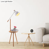 Modern Led Metal Standing Lamp - Adjustable Arm White/Black Finish
