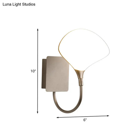 Modern Led Metal Wall Mount Lamp With Gold Arced Arm And Acrylic Shade