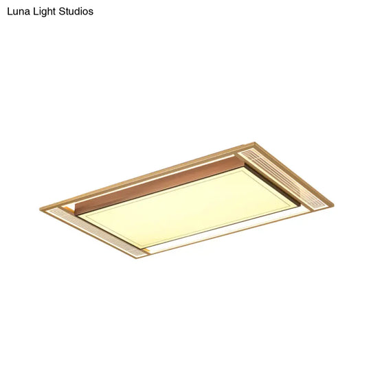 Modern Led Metallic Flush Mount Ceiling Light Fixture - Brown Square/Rectangle Design 21’/39’ Length
