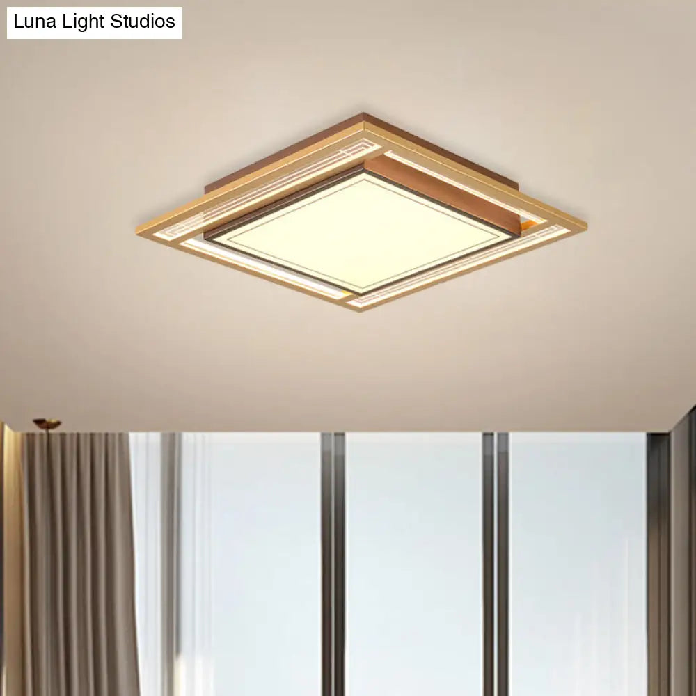 Modern Led Metallic Flush Mount Ceiling Light Fixture - Brown Square/Rectangle Design 21’/39’ Length