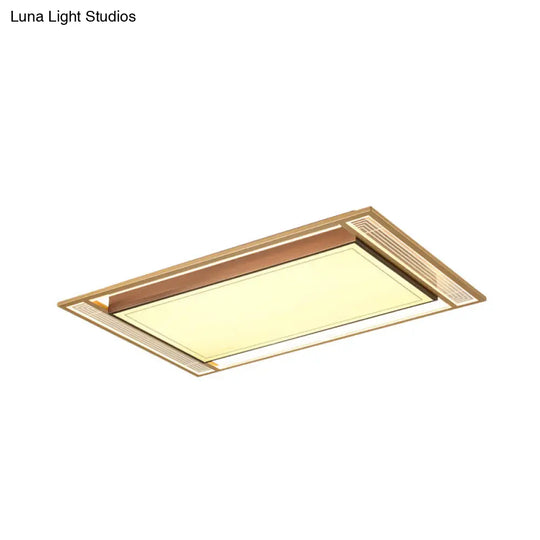Modern Led Metallic Flush Mount Ceiling Light Fixture - Brown Square/Rectangle Design 21/39 Length