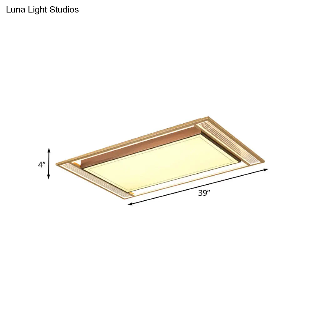 Modern Led Metallic Flush Mount Ceiling Light Fixture - Brown Square/Rectangle Design 21/39 Length