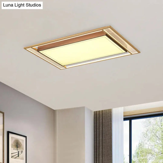 Modern Led Metallic Flush Mount Ceiling Light Fixture - Brown Square/Rectangle Design 21’/39’ Length