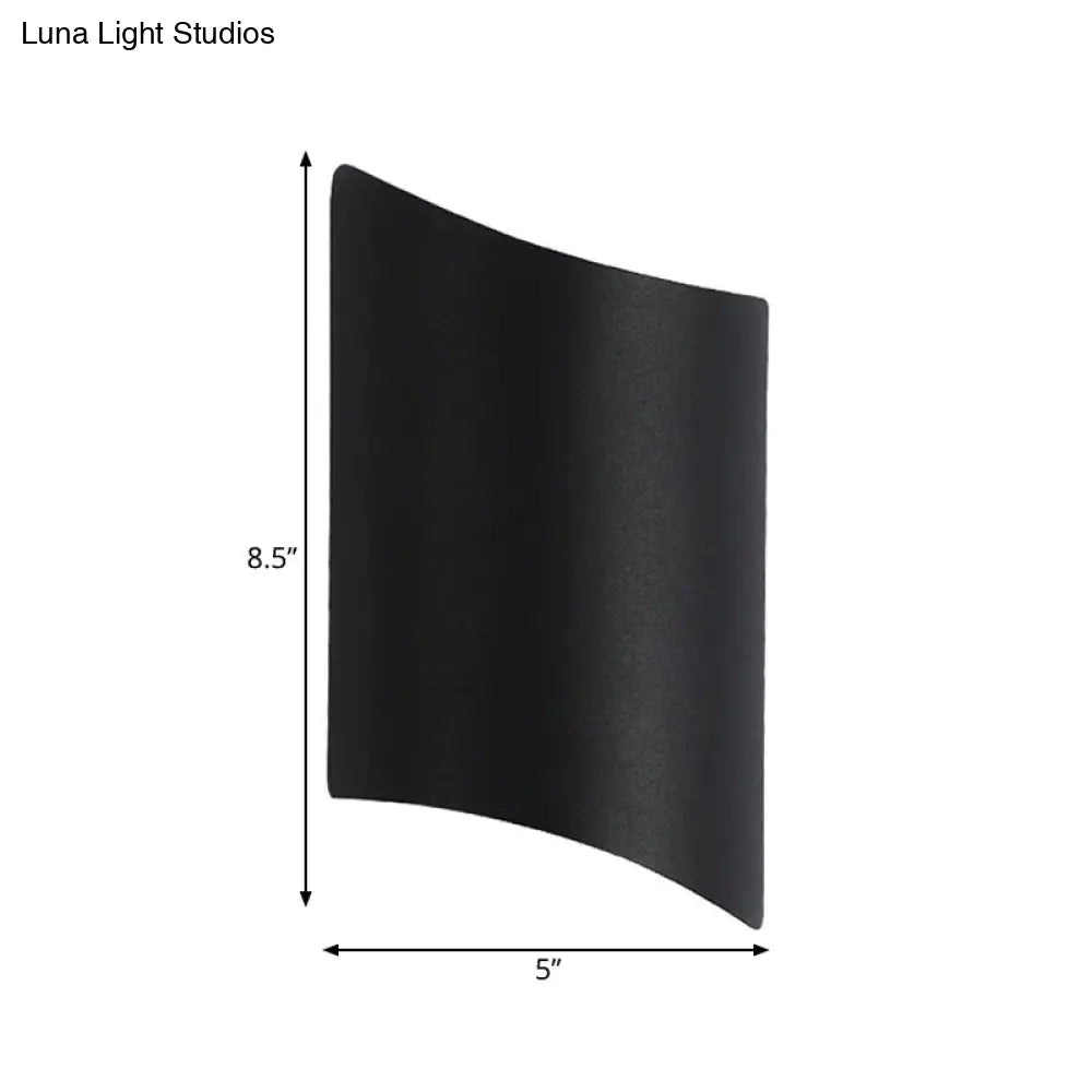 Modern Led Outdoor Wall Sconce With Geometric Metal Shade In Warm/White Light - Black Fixture