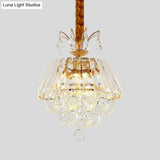 Modern Led Pendant Chandelier With Clear Crystal Shade - Elegant Dining Room Ceiling Light