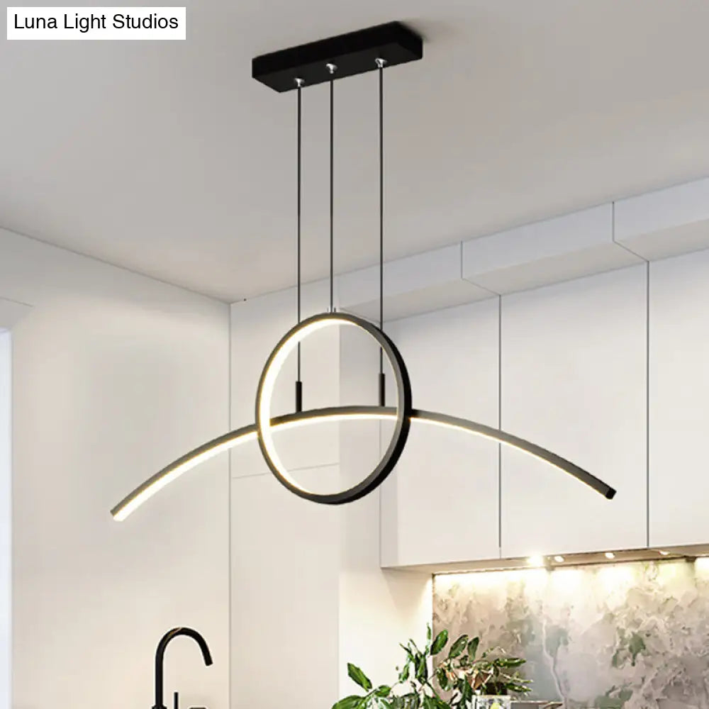 Modern Led Pendant Light Fixture: Circle And Linear Design With Metal Hanging