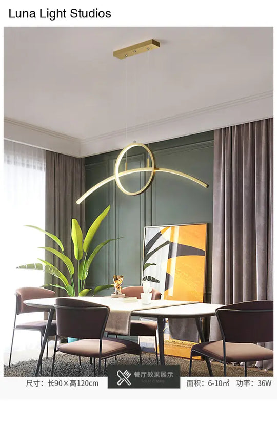 Modern Led Pendant Light Fixture: Circle And Linear Design With Metal Hanging
