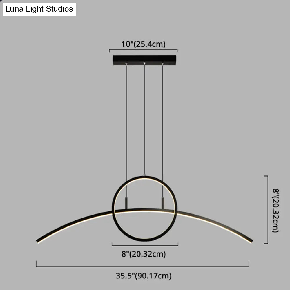 Modern Led Pendant Light Fixture: Circle And Linear Design With Metal Hanging