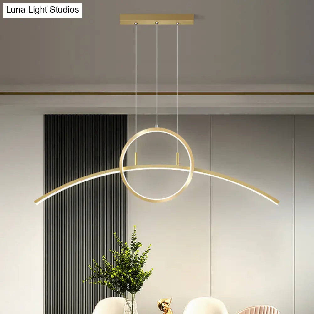 Modern Led Pendant Light Fixture: Circle And Linear Design With Metal Hanging