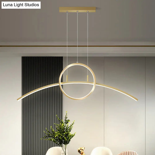 Modern Led Pendant Light Fixture: Circle And Linear Design With Metal Hanging