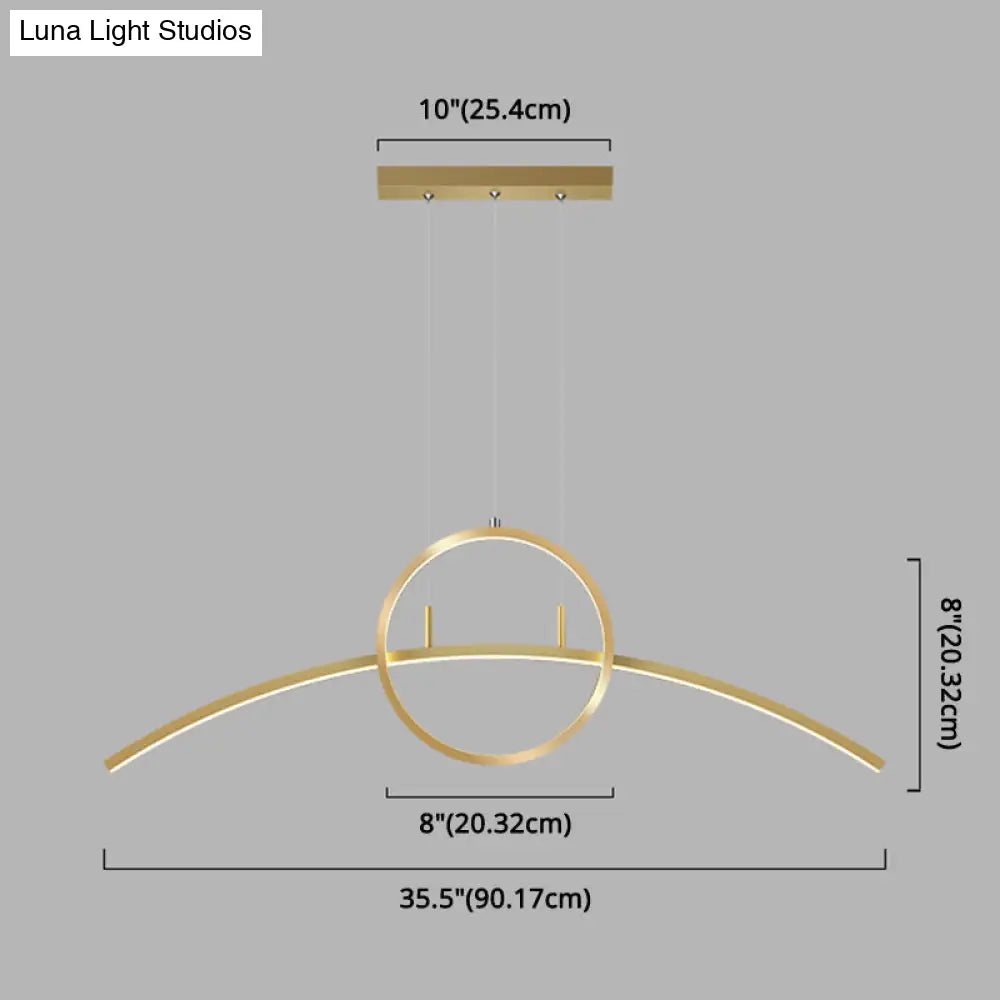 Modern Led Pendant Light Fixture: Circle And Linear Design With Metal Hanging