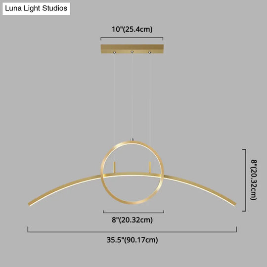 Modern Led Pendant Light Fixture: Circle And Linear Design With Metal Hanging