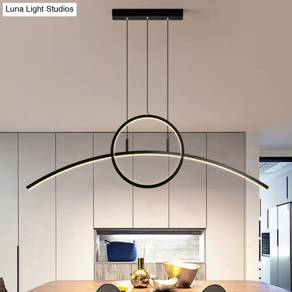 Modern Led Pendant Light Fixture: Circle And Linear Design With Metal Hanging