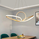 Modern Led Pendant Light - Minimalist Cycle Chandelier For Restaurant Warm/White Black/White White