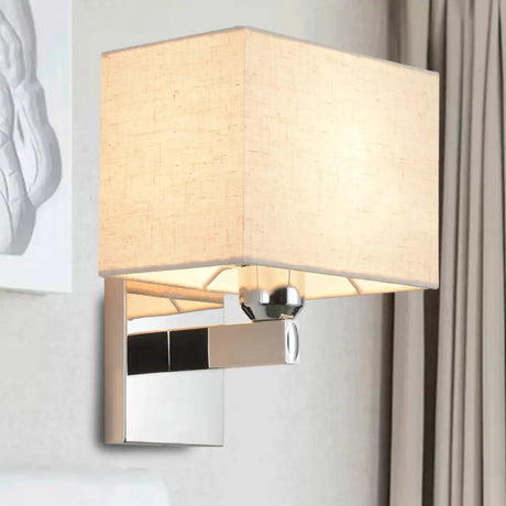 Modern Led Rectangle Wall Sconce In Chrome For Bedroom Lighting / No Switch