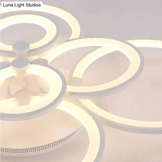 Modern Led Rings Ceiling Lamp For Kitchen Living Room Study Bedroom Dimmable + Remote Control