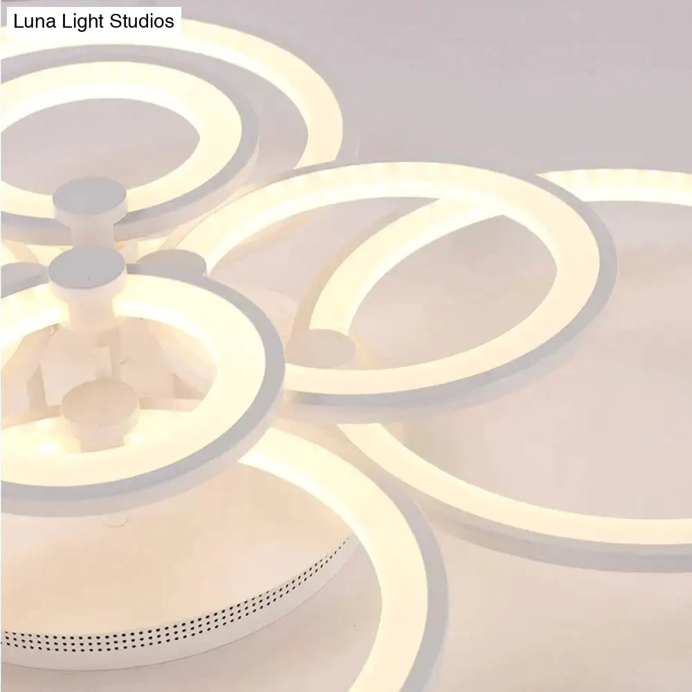 Modern Led Rings Ceiling Lamp For Kitchen Living Room Study Bedroom Dimmable+Remote Control Geometry
