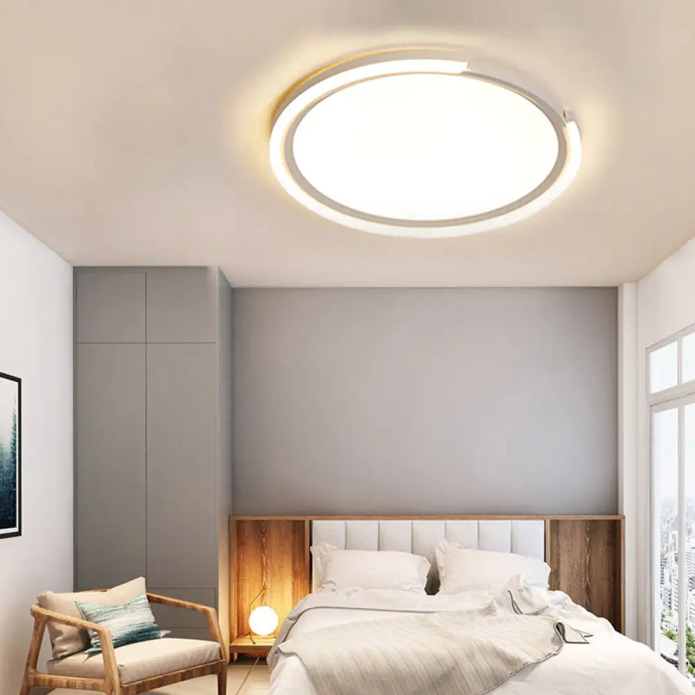 Modern Led Round Acrylic Flush Mount Lighting - 15’/18’/23’ Wide White/Black/Gold Warm Light