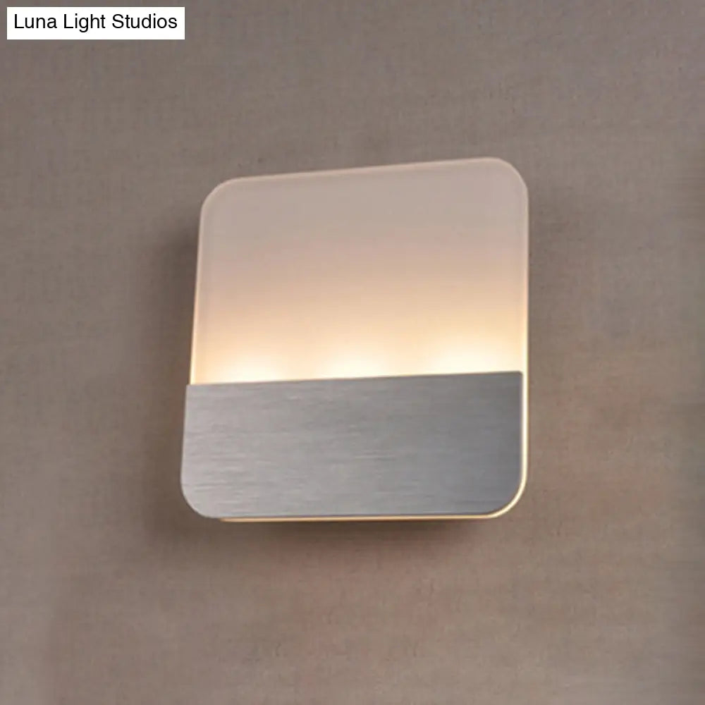 Modern Led Sconce Light: Sleek White Round/Square Design Single Acrylic Wall Lighting In Warm/White