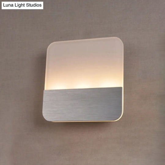 Modern Led Sconce Light: Sleek White Round/Square Design Single Acrylic Wall Lighting In Warm/White