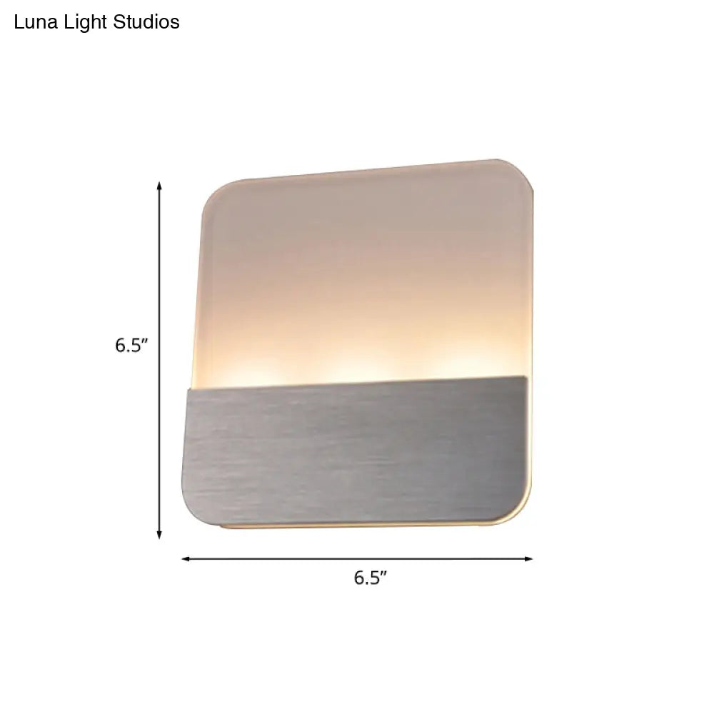Modern Led Sconce Light: Sleek White Round/Square Design Single Acrylic Wall Lighting In Warm/White